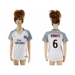 Women's Paris Saint-Germain #6 Verratti Sec Away Soccer Club Jersey