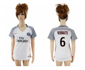 Women's Paris Saint-Germain #6 Verratti Sec Away Soccer Club Jersey