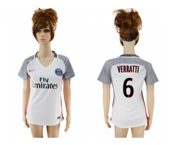 Women's Paris Saint-Germain #6 Verratti Sec Away Soccer Club Jersey