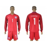 England #1 Forster Away Long Sleeves Soccer Country Jersey