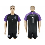 England #1 Forster Black Goalkeeper Soccer Country Jersey