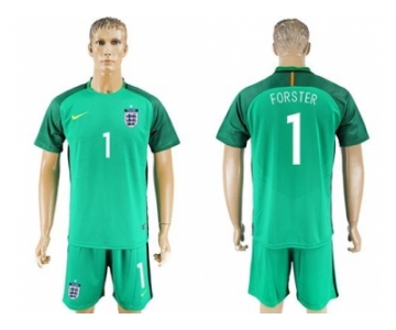 England #1 Forster Green Goalkeeper Soccer Country Jersey