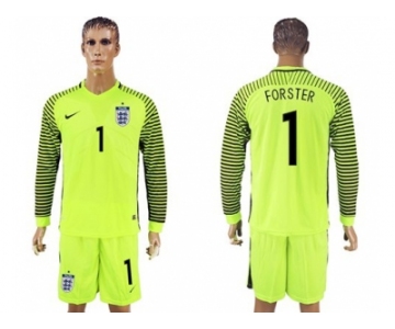 England #1 Forster Green Long Sleeves Goalkeeper Soccer Country Jersey1