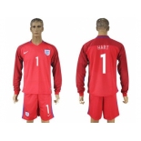 England #1 Hart Away Long Sleeves Soccer Country Jersey