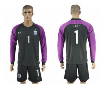 England #1 Hart Black Long Sleeves Goalkeeper Soccer Country Jersey