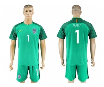 England #1 Hart Green Goalkeeper Soccer Country Jersey