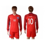 England #10 Rooney Away Long Sleeves Soccer Country Jersey