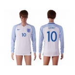 England #10 Rooney Home Long Sleeves Soccer Country Jersey