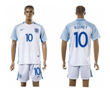 England #10 Rooney Home Soccer Country Jersey