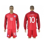 England #10 Vardy Away Long Sleeves Soccer Country Jersey