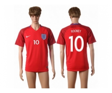 England #10 Wayne Rooney Away Soccer Country Jersey