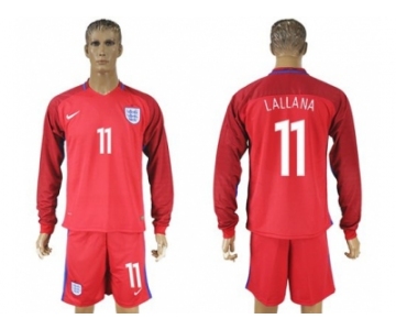 England #11 Lallana Away Long Sleeves Soccer Country Jersey