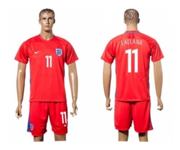 England #11 Lallana Away Soccer Country Jersey