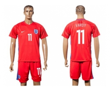 England #11 Vardy Away Soccer Country Jersey