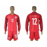 England #12 Clyne Away Long Sleeves Soccer Country Jersey