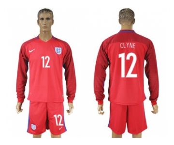 England #12 Clyne Away Long Sleeves Soccer Country Jersey