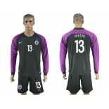 England #13 Heaton Black Long Sleeves Goalkeeper Soccer Country Jersey