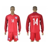 England #14 Walcott Away Long Sleeves Soccer Country Jersey