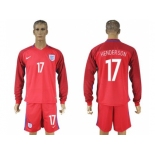 England #17 Henderson Away Long Sleeves Soccer Country Jersey