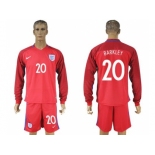 England #20 Barkley Away Long Sleeves Soccer Country Jersey