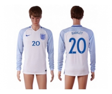 England #20 Barkley Home Long Sleeves Soccer Country Jersey