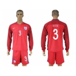 England #3 Rose Away Long Sleeves Soccer Country Jersey