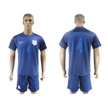 England #4 Gerrard Away Soccer Country Jersey