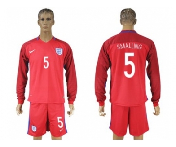 England #5 Smalling Away Long Sleeves Soccer Country Jersey