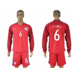 England #6 Stones Away Long Sleeves Soccer Country Jersey