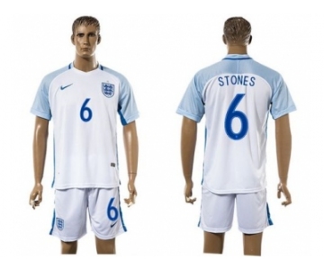 England #6 Stones Home Soccer Country Jersey