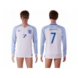 England #7 Walcott Home Long Sleeves Soccer Country Jersey