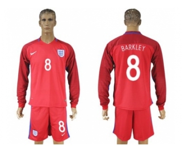 England #8 Barkley Away Long Sleeves Soccer Country Jersey