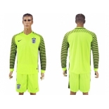 England Blank Green Long Sleeves Goalkeeper Soccer Country Jersey