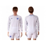 England Blank White Long Sleeves Goalkeeper Soccer Country Jersey