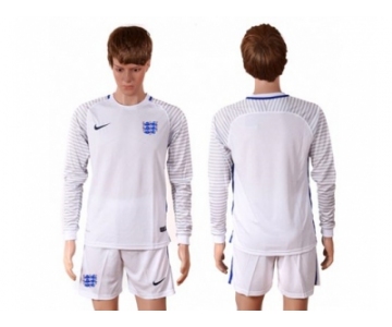 England Blank White Long Sleeves Goalkeeper Soccer Country Jersey