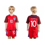 England #10 Rooney Away Kid Soccer Country Jersey