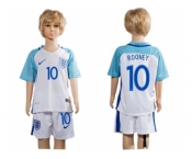 England #10 Rooney Home Kid Soccer Country Jersey