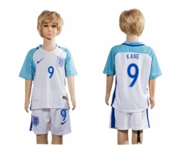 England #9 Kane Home Kid Soccer Country Jersey