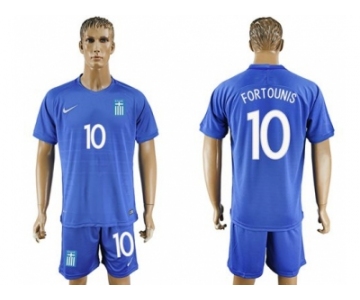 Greece #10 Fortounis Away Soccer Country Jersey