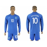 Greece #10 Karagounis Away Long Sleeves Soccer Country Jersey