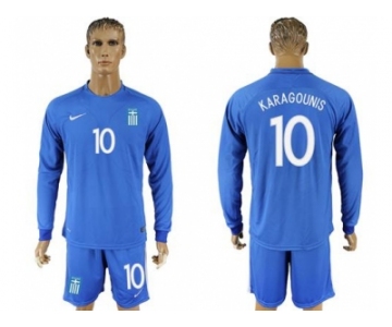 Greece #10 Karagounis Away Long Sleeves Soccer Country Jersey