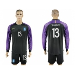 Greece #13 Vellidis Black Goalkeeper Long Sleeves Soccer Country Jersey