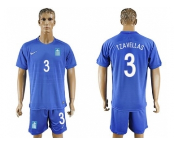 Greece #3 Tzavellas Away Soccer Country Jersey