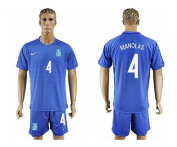 Greece #4 Manolas Away Soccer Country Jersey