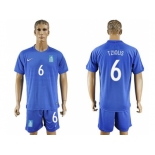 Greece #6 Tziolis Away Soccer Country Jersey