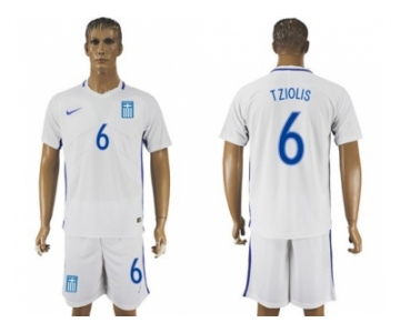 Greece #6 Tziolis Home Soccer Country Jersey