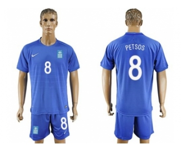 Greece #8 Petsos Away Soccer Country Jersey