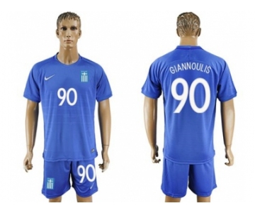 Greece #90 Giannoulis Away Soccer Country Jersey