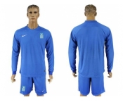 Greece Blank Away Long Sleeves Soccer Country Jersey