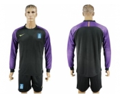 Greece Blank Black Goalkeeper Long Sleeves Soccer Country Jersey